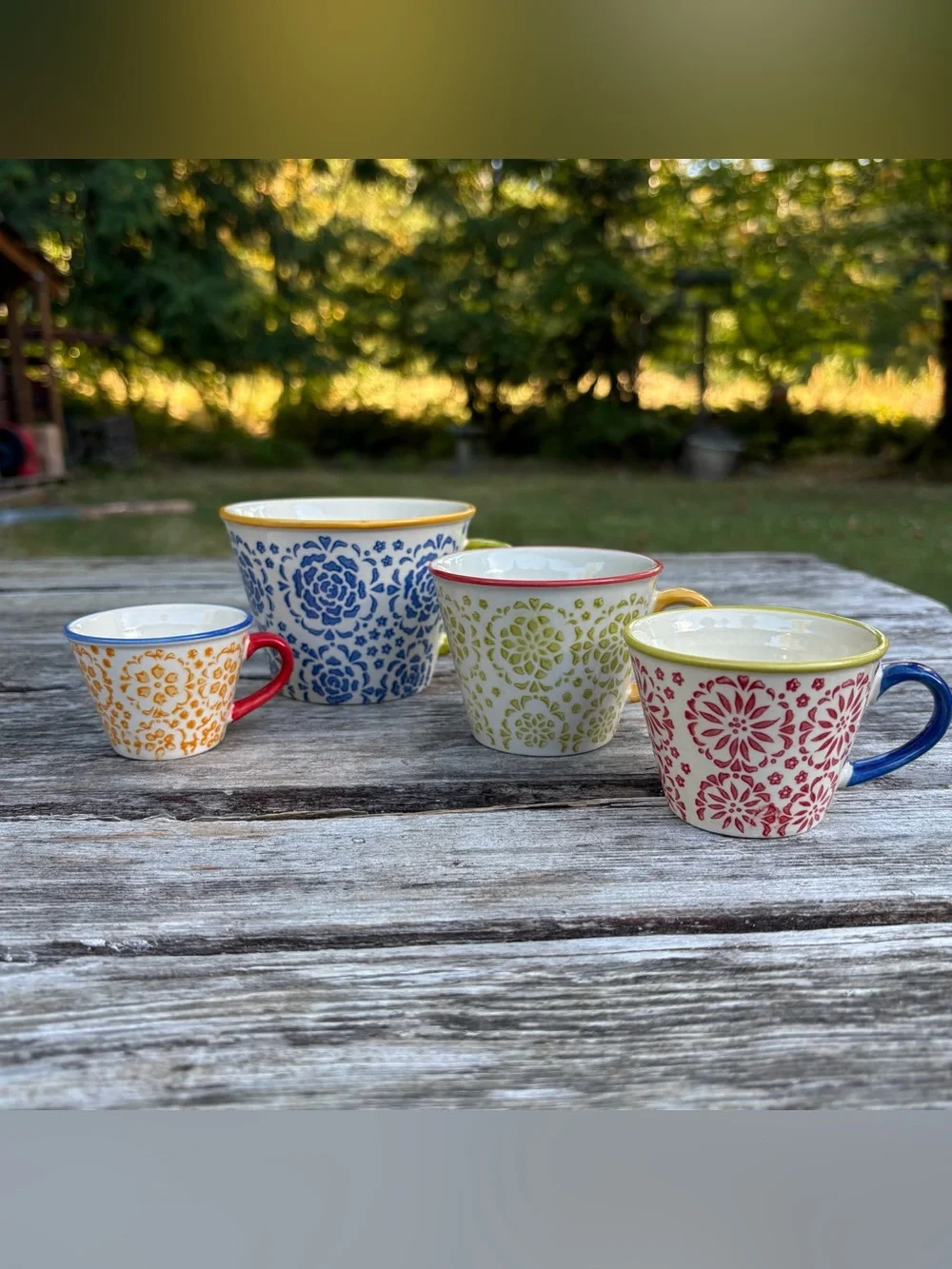Pier 1 Imports Set of 4 Mandala Medallion Mug Style Measuring Cups